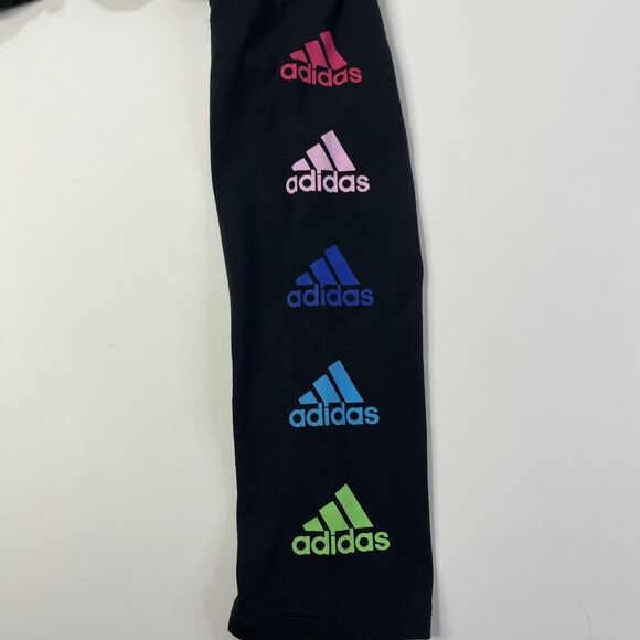Adidas Shirt Youth Medium Black Rainbow Logo Hooded Long Sleeve light weight - Picture 5 of 9